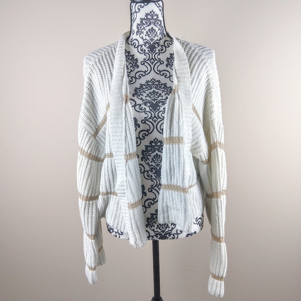 Charlotte Russe Beige & White Striped Knit Sweater